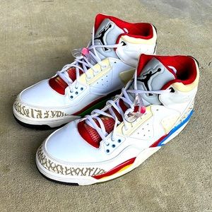 Jordan mens 13 rare air Olympic white/green bean varsity red new blue shoes EUC